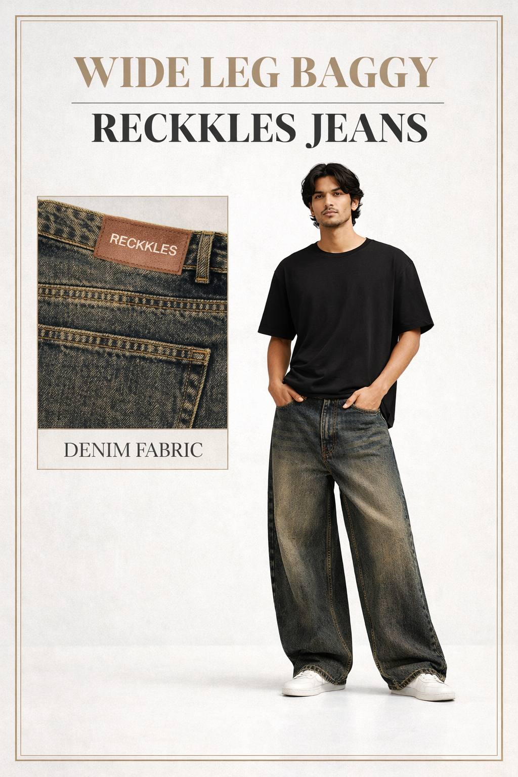 Reckkles Vintage Fade Wide-Leg Baggy Jeans