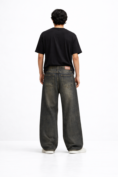 Reckkles Vintage Fade Wide-Leg Baggy Jeans