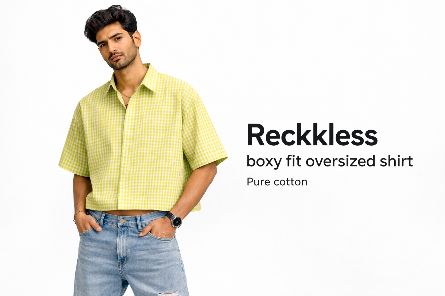 RECKKLESS Checked Oversized Shirt
