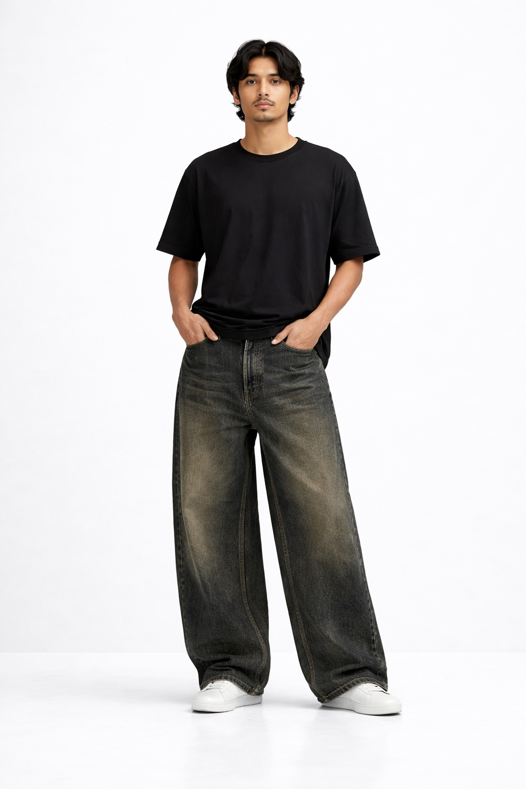 Reckkles Vintage Fade Wide-Leg Baggy Jeans