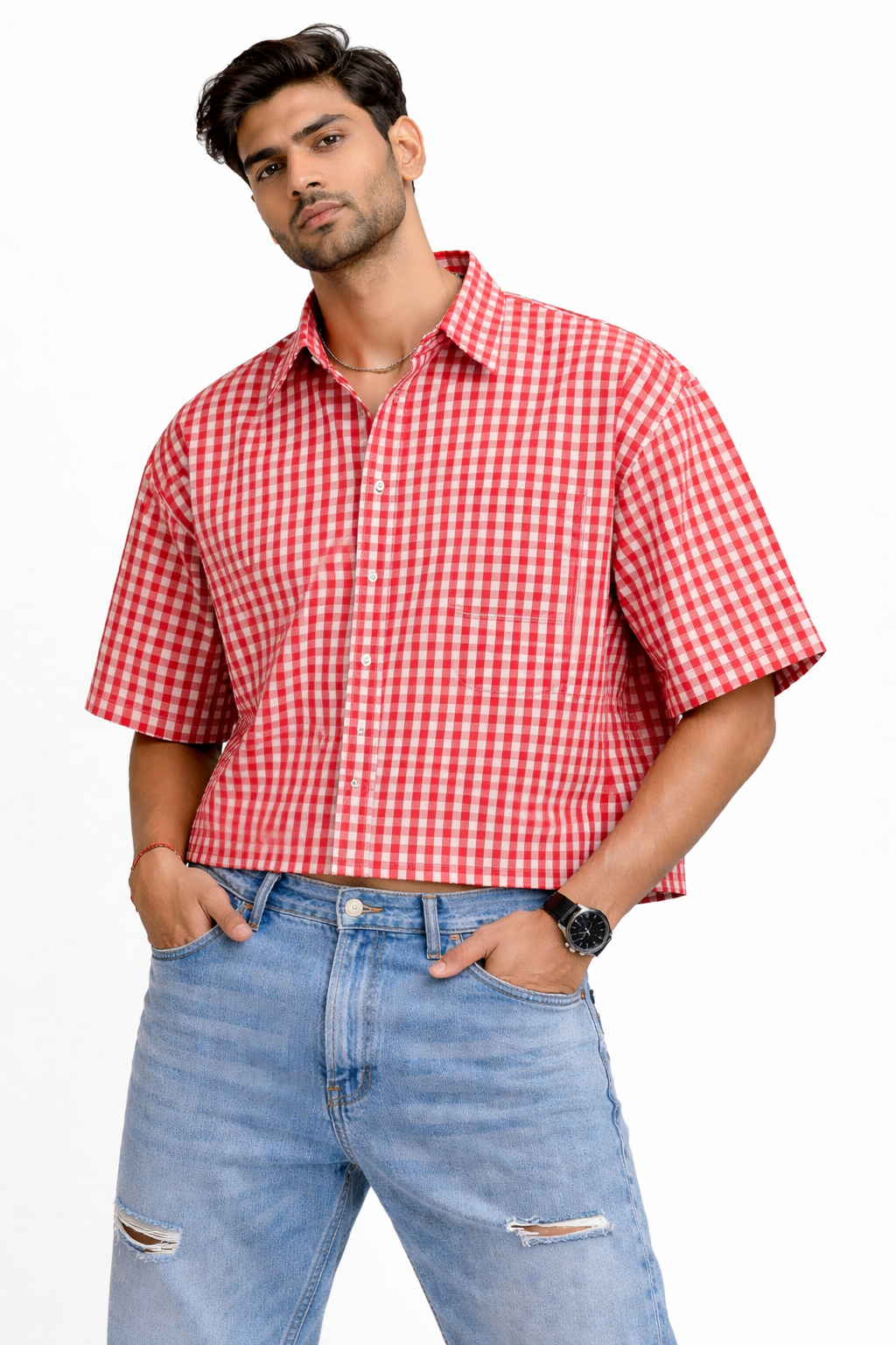 RECKKLESS Checked Oversized Shirt